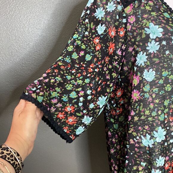 Emory Park Floral Kimono Shawl Open Front Cardigan - Picture 5 of 11